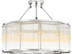 Casa Padrino Deckenleuchte Silber Ø 80 x H. 61 cm - Luxus Wohnzimmer Deckenlampe