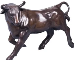 Casa Padrino Deko Bronzefigur Stier Bronze 56 x 22 x H. 40 cm - Luxus Skulptur