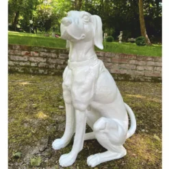Casa Padrino Deko Bronze Skulptur Hund Weiß H. 70 cm - Garten Deko