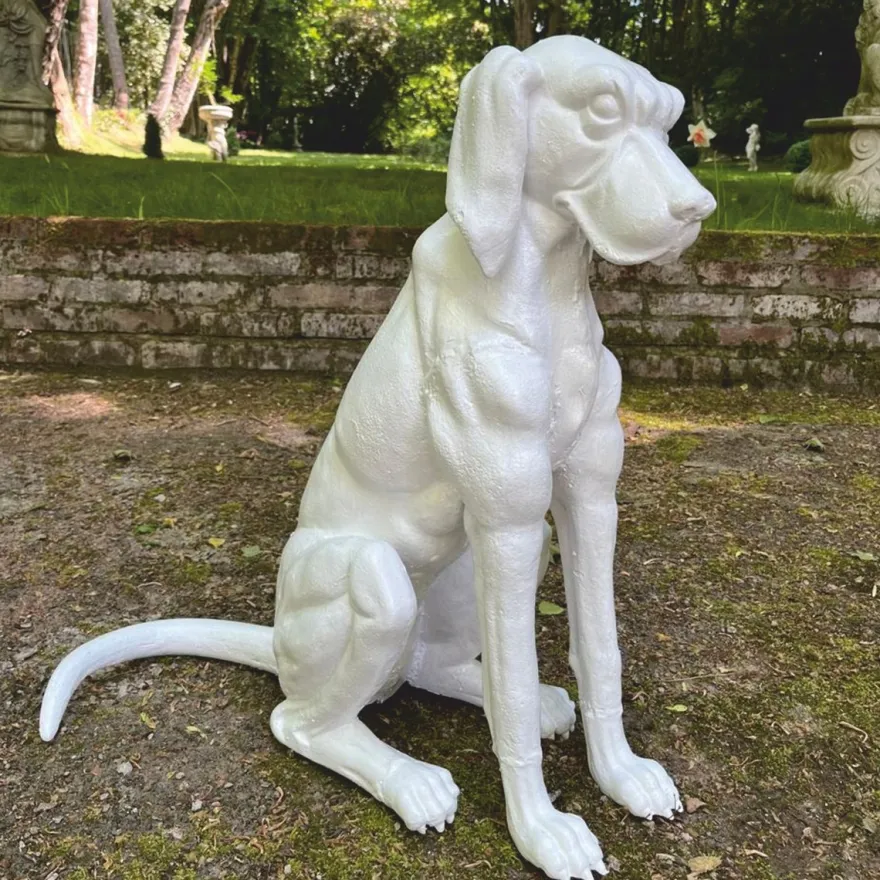 Casa Padrino Deko Bronze Skulptur Hund Weiß H. 70 cm - Garten Deko