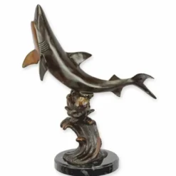 Casa Padrino Deko Bronze Skulptur Hai Grau / Schwarz H. 69,3 cm - Bronze Figur