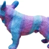 Casa Padrino Deko Bulldogge Blau / Lila 48 x 22 x H. 35 cm - Luxus Wohnzimmer Accessoires