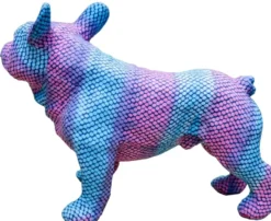 Casa Padrino Deko Bulldogge Blau / Lila 48 x 22 x H. 35 cm - Luxus Wohnzimmer Accessoires