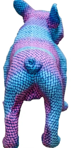Casa Padrino Deko Bulldogge Blau / Lila 48 x 22 x H. 35 cm - Luxus Wohnzimmer Accessoires