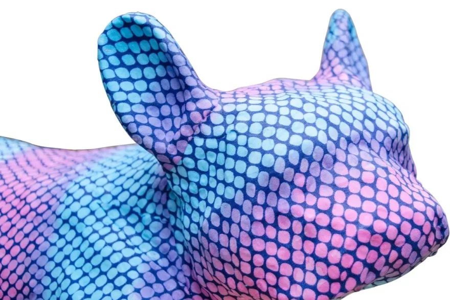 Casa Padrino Deko Bulldogge Blau / Lila 48 x 22 x H. 35 cm - Luxus Wohnzimmer Accessoires