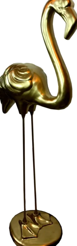 Casa Padrino Dekofigur Flamingo Gold H. 119 cm - Wetterbeständige Deko Skulptur - Wohnzimmer Deko - Garten Deko - Deko Tierfigur