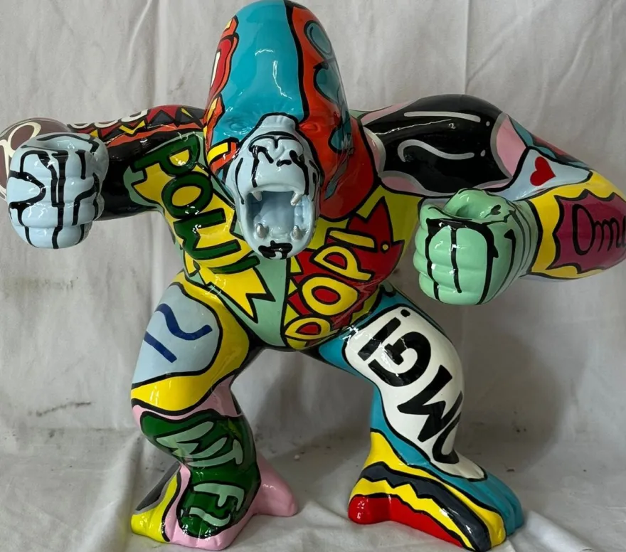 Casa Padrino Deko Figur Gorilla Affe Bunt H. 50 cm - Deko Skulptur