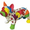 Casa Padrino Deko Figur Hund Bulldogge Weiß / Bunt 88 cm - Deko Skulptur