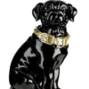 Casa Padrino Dekofigur Hund mit Halsband Schwarz glänzend / Gold 11 x 10 x H. 16 cm - Deko Accessoires