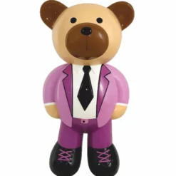 Casa Padrino Deko Figur Teddybär mit Anzug Bunt H. 46 cm - Deko Skulptur