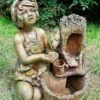 Casa Padrino Deko Gartenbrunnen Grün / Braun H. 59 cm - Luxus Kunststein Brunnen