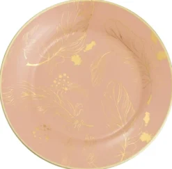 Casa Padrino Deko Porzellan Wandteller 8er Set Flamingos & Federn Mehrfarbig / Gold Ø 27 cm - Luxus Wanddeko