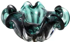 Casa Padrino Deko Schüssel aus mundgeblasenem Glas Grün Ø 21 x H. 10 cm - Luxus Deko Accessoires