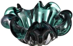 Casa Padrino Deko Schüssel aus mundgeblasenem Glas Grün Ø 21 x H. 10 cm - Luxus Deko Accessoires