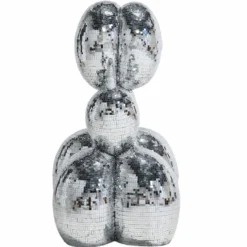 Casa Padrino Deko Skulptur Ballon Hund Silber 130 cm - Große Deko Figur