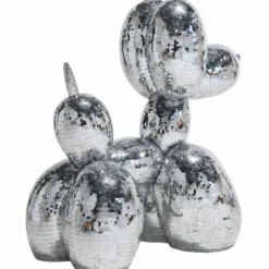 Casa Padrino Deko Skulptur Ballon Hund Silber 130 cm - Große Deko Figur