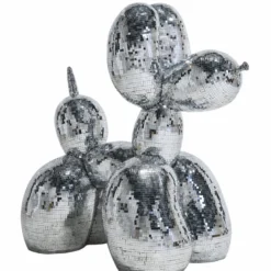 Casa Padrino Deko Skulptur Ballon Hund Silber 130 cm - Große Deko Figur