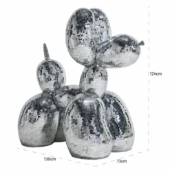 Casa Padrino Deko Skulptur Ballon Hund Silber 130 cm - Große Deko Figur