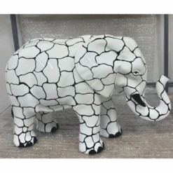 Casa Padrino Deko Skulptur Elefant Weiß / Schwarz 84 x H. 57 cm - Deko Figur