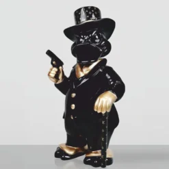 Casa Padrino Deko Skulptur Ente Schwarz / Gold H. 120 cm - Große Garten Deko Figur