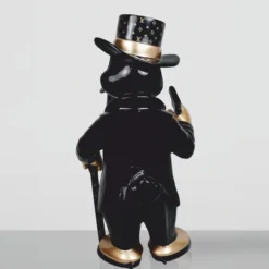 Casa Padrino Deko Skulptur Ente Schwarz / Gold H. 120 cm - Große Garten Deko Figur