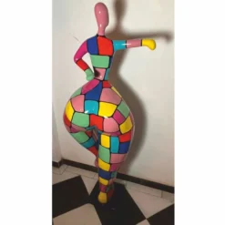 Casa Padrino Deko Skulptur Frau beim Sport Bunt H. 132 cm - Garten Figur