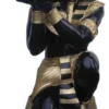 Casa Padrino Deko Skulptur Ägyptischer Pharao Schwarz / Gold 42 x 54 x H. 90 cm - Wetterbeständige Ägyptische Dekofigur mit Tablett - Wohnzimmer Garten Terrassen Beistelltisch