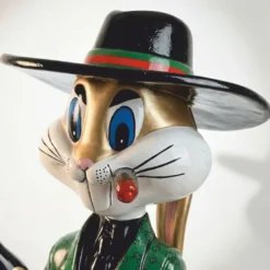 Casa Padrino Deko Skulptur Hase Bunt H. 120 cm - Garten Deko Figur