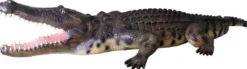 Casa Padrino Deko Skulptur Krokodil Grün / Schwarz / Beige 320 cm - Riesige Lebensgroße Gartenfigur - Gartendeko