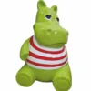 Casa Padrino Deko Skulptur Nilpferd Grün / Weiß / Rot H. 100 cm - Deko Figur