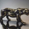 Casa Padrino Deko Skulptur Panther Schwarz / Gold 160 cm - Garten Deko Figur CPB