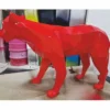 Casa Padrino Deko Skulptur Puma Katze Rot 150 cm - Abstrakte Deko Figur