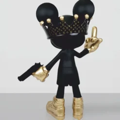 Casa Padrino Deko Skulptur Schwarz / Gold H. 120 cm - Wohnzimmer & Garten Figur