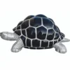 Casa Padrino Deko Skulptur Schildkröte Silber / Schwarz 110 cm - Garten Deko Figur