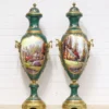 Casa Padrino Deko Vasen Grün / Gold 30 x H. 100 cm - Barockstil Porzellan Vasen Set