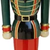 Casa Padrino Deko XXL Skulptur Nußknacker Grün / Rot mit Uniform Lebensgross 200 cm - Weihnachten Weihnachtsdeko Kaufhausdeko