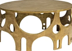Casa Padrino Designer Aluminium Couchtisch Bronzefarben Ø 70,5 x H. 34 cm - Runder Wohnzimmertisch - Wohnzimmer Möbel - Luxus Kollektion