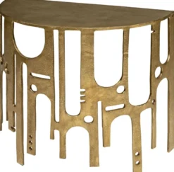 Casa Padrino Designer Aluminium Konsole Bronzefarben 90 x 45 x H. 75 - Halbrunder Konsolentisch - Wohnzimmer Möbel - Luxus Kollektion