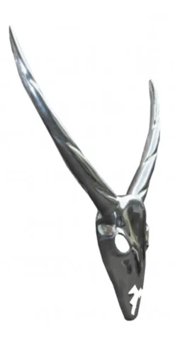 Casa Padrino Designer Antilope Deko Geweih aus poliertem Aluminium Silber H 75 cm, B 67 cm
