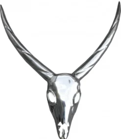 Casa Padrino Designer Antilope Deko Geweih aus poliertem Aluminium Silber H 75 cm, B 67 cm