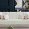 Casa Padrino Designer Art Deco Wohnzimmer Set Creme / Rosa / Gold - 2 Sofas & 2 Sessel - Wohnzimmer Möbel - Art Deco Möbel