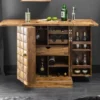 Casa Padrino Designer Barschrank Naturfarben / Braun 65-130 x 50 x H. 90 cm - Moderner Massivholz Weinschrank mit 2 Türen und Schublade - Barmöbel