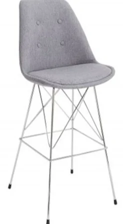 Casa Padrino Designer Barstuhl Retro Grau 49 x 50 x H. 119 cm - Barhocker mit Rückenlehne
