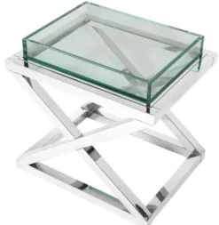 Casa Padrino Designer Beistelltisch Silber 61 x 48 x H. 58,5 cm - Luxus Hotel Möbel