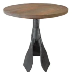 Casa Padrino Designer Beistelltisch Braun / Silber Ø 59 x H. 74 cm - Runder Tisch mit Paddelbeinen