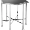 Casa Padrino Designer Beistelltisch silber mit schwarzer Glasplatte 71 x 62 x H. 65 cm - Luxus Qualität