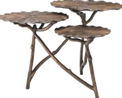 Casa Padrino Designer Beistelltisch Antik Messing 76 x 62 x H. 47 cm - Aluminium Tisch mit 3 Tischplatten - Luxus Wohnzimmer Möbel