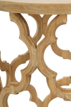 Casa Padrino Designer Beistelltisch Naturfarben Ø 40 x H. 54 cm - Moderner Runder Holztisch