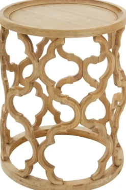 Casa Padrino Designer Beistelltisch Naturfarben Ø 40 x H. 54 cm - Moderner Runder Holztisch