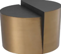 Casa Padrino Designer Beistelltisch Anthrazitgrau / Messingfarben Ø 60 x H. 42,5 cm - Designer Wohnzimmer Möbel - Luxus Qualität